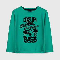 Лонгслив хлопковый детский Drum n Bass: More Bass, цвет: зеленый