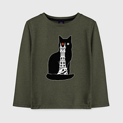 Лонгслив хлопковый детский Кот Саурон, цвет: меланж-хаки