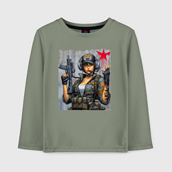 Детский лонгслив Cool military girl - graffiti