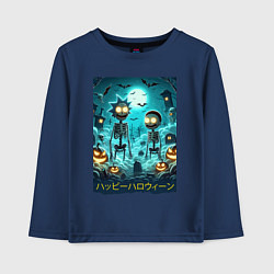 Детский лонгслив Rick and Morty skeletons - happy halloween
