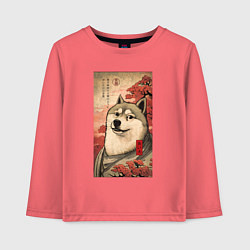 Лонгслив хлопковый детский Doge meme - japan style, цвет: коралловый