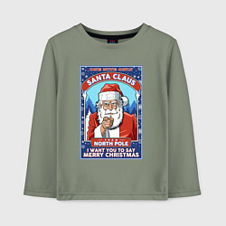 Лонгслив хлопковый детский Santa Claus north pole, цвет: авокадо