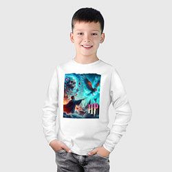 Лонгслив хлопковый детский Harry Potter and owl - ai art fantasy, цвет: белый — фото 2