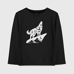 Лонгслив хлопковый детский Space wolf, цвет: черный