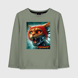 Детский лонгслив Super cyber red cat - ai art fantasy