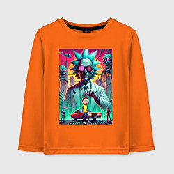 Лонгслив хлопковый детский Рик подарил Морти автомобиль - нейроарт, цвет: оранжевый