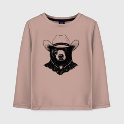 Детский лонгслив Медведь ковбой на диком западе