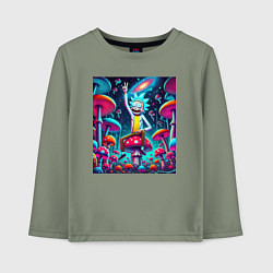 Лонгслив хлопковый детский Рик Санчес показывает жест победы, цвет: авокадо