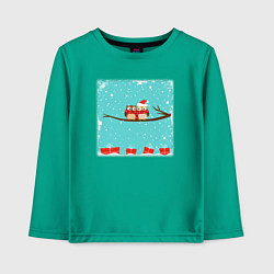 Детский лонгслив Новогодние совы с подарками