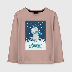 Детский лонгслив Новогодний олень с шарфом