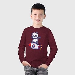 Лонгслив хлопковый детский Rocket panda, цвет: меланж-бордовый — фото 2