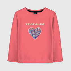 Лонгслив хлопковый детский Crystalline heart, цвет: коралловый