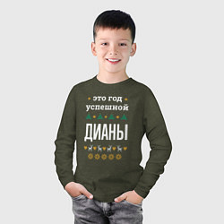 Лонгслив хлопковый детский Год успешной Дианы, цвет: меланж-хаки — фото 2