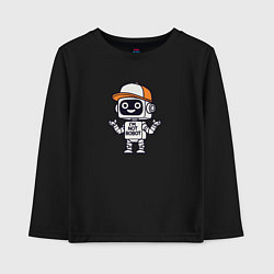Детский лонгслив Дружелюбный робот в бейсболке