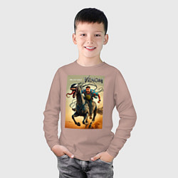 Лонгслив хлопковый детский Eddie rides a symbiote horse - Venom 3, цвет: пыльно-розовый — фото 2