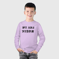Лонгслив хлопковый детский We are Venom - motto, цвет: лаванда — фото 2