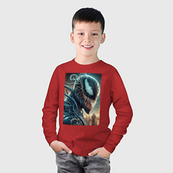 Лонгслив хлопковый детский Веном в профиль - нейроарт фантазия, цвет: красный — фото 2