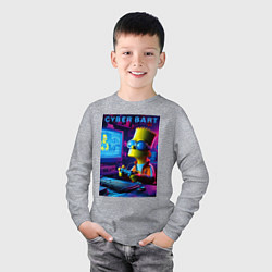 Лонгслив хлопковый детский Cyber Bart is an avid gamer, цвет: меланж — фото 2