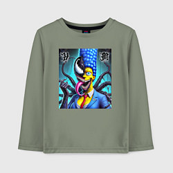 Лонгслив хлопковый детский Веном вселился в Мардж Симпсон - прикол, цвет: авокадо