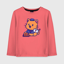 Детский лонгслив Котик почтальон