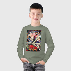 Лонгслив хлопковый детский Dandadan: All Persons, цвет: авокадо — фото 2