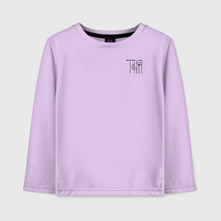 Лонгслив хлопковый детский Таня вязью - чёрная надпись, цвет: лаванда