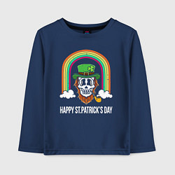 Лонгслив хлопковый детский Happy St Patricks day - skull, цвет: тёмно-синий