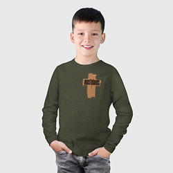 Лонгслив хлопковый детский Grunge cross, цвет: меланж-хаки — фото 2