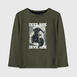 Лонгслив хлопковый детский Devil ride, цвет: меланж-хаки