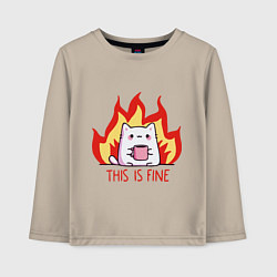 Лонгслив хлопковый детский Cat - this is fine, цвет: миндальный