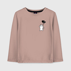 Лонгслив хлопковый детский Белая кошка с шариком, цвет: пыльно-розовый