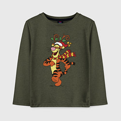Лонгслив хлопковый детский Winnie the pooh - tigger, цвет: меланж-хаки