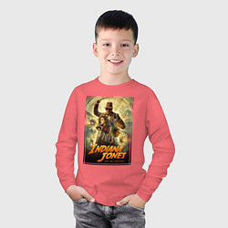 Лонгслив хлопковый детский Indiana Jones and the dial of destiny, цвет: коралловый — фото 2
