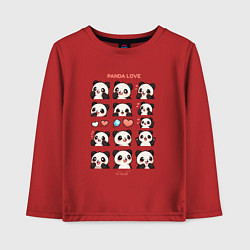 Лонгслив хлопковый детский Панда и сердечки, цвет: красный