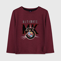 Лонгслив хлопковый детский Ultimate mortal kombat - logo, цвет: меланж-бордовый