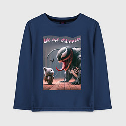 Лонгслив хлопковый детский Мультяшные Веном и котёнок - мем, цвет: тёмно-синий