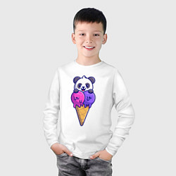 Лонгслив хлопковый детский Panda ice cream, цвет: белый — фото 2