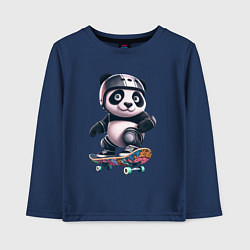 Лонгслив хлопковый детский Cool panda on a skateboard - extreme, цвет: тёмно-синий