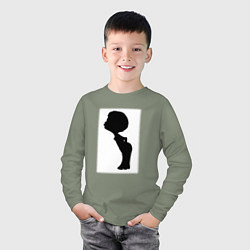 Лонгслив хлопковый детский Силуэт поцелуй он - для пары, цвет: авокадо — фото 2