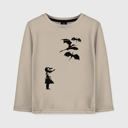 Лонгслив хлопковый детский Девочка и дракончики, цвет: миндальный