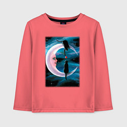 Детский лонгслив Кошачья любовь на луне