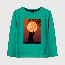 Детский лонгслив Кот трогает луну