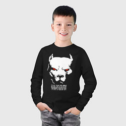Лонгслив хлопковый детский Боль временна триумф духа вечен - белый воин, цвет: черный — фото 2