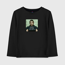 Лонгслив хлопковый детский Supernatural - Дин мугшот Дженсен Эклс, цвет: черный