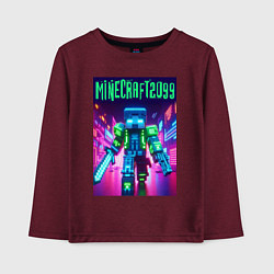 Лонгслив хлопковый детский Minecraft 2099 - neon glow fantasy, цвет: меланж-бордовый