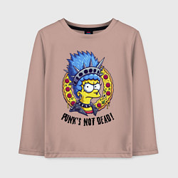 Детский лонгслив Мардж Симпсон на фоне пиццы - панк жив