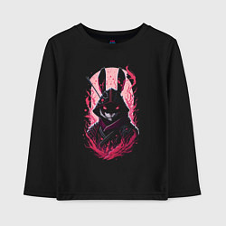 Лонгслив хлопковый детский Кролик самурай, цвет: черный
