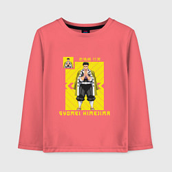 Лонгслив хлопковый детский Клинок рассекающий демонов Gyoumei Himejima, цвет: коралловый