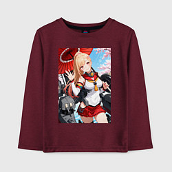 Лонгслив хлопковый детский Марин Китагава косплей Azur Lane, цвет: меланж-бордовый