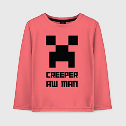 Детский лонгслив Creeper Aw Man, Майнкрафт мем